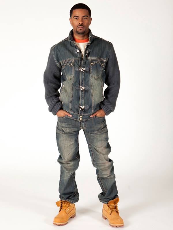 Bold Pelle Pelle Blue Jeans Jacket With Gray Sleeves view 3