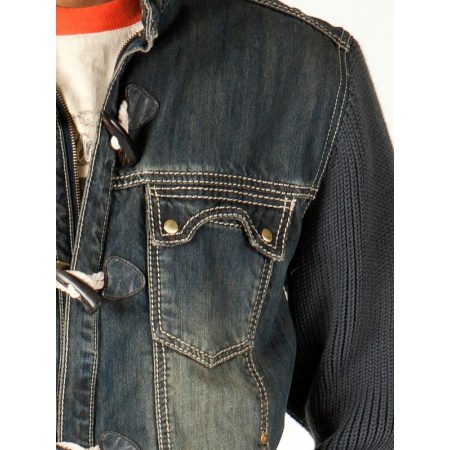 Blue Jeans Jacket With Gray Sleeves