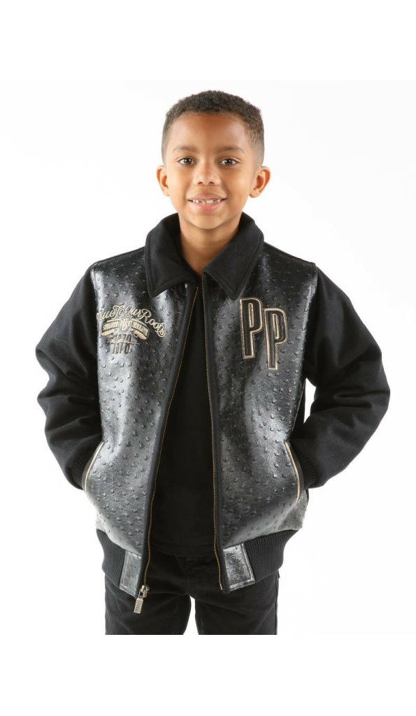 Kids Pelle Pelle Encrusted Black Leather Jacket