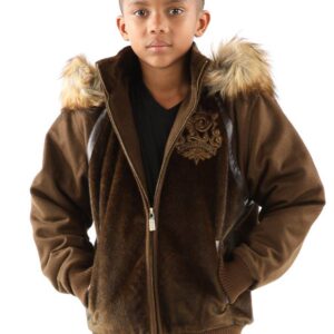 Pelle Pelle Kids Brown Hooded Wool Jacket