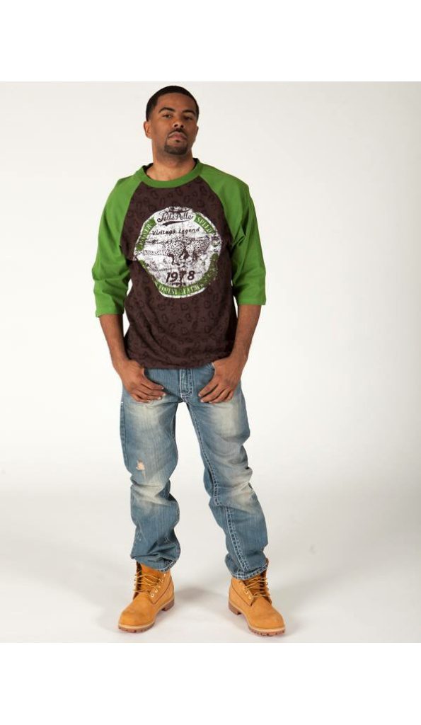 Bold Pelle Pelle Brown T Shirt with Green Sleeves