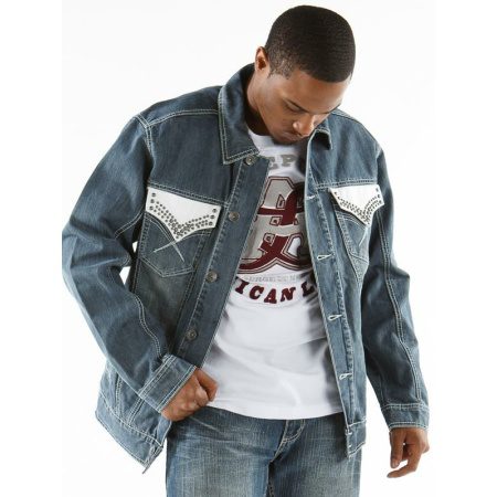Exclusive Pelle Pelle blue Jeans Jacket With White Pocket