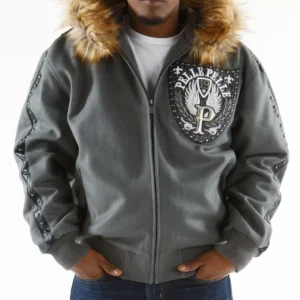 Grey Pelle Pelle Band of Brothers Hooded Jacket view 2