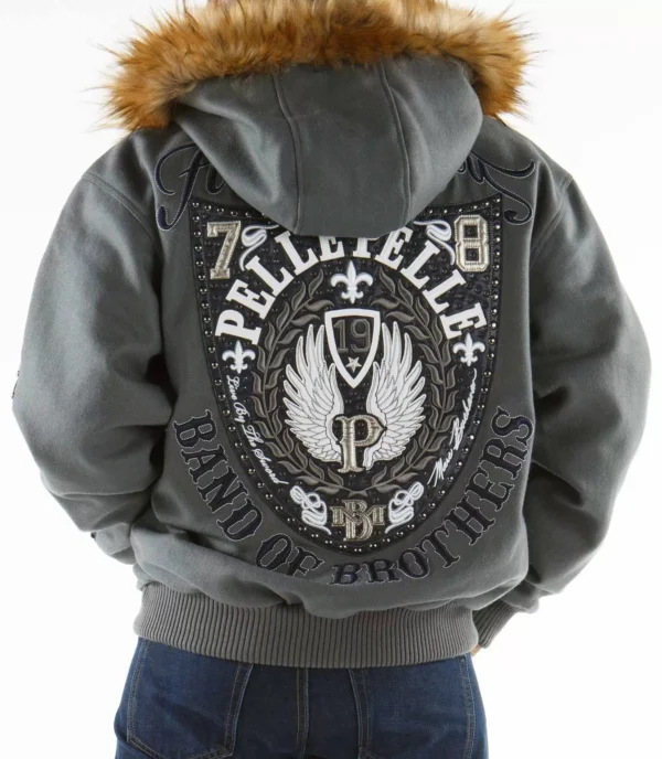 Grey Pelle Pelle Band of Brothers Hooded Jacket