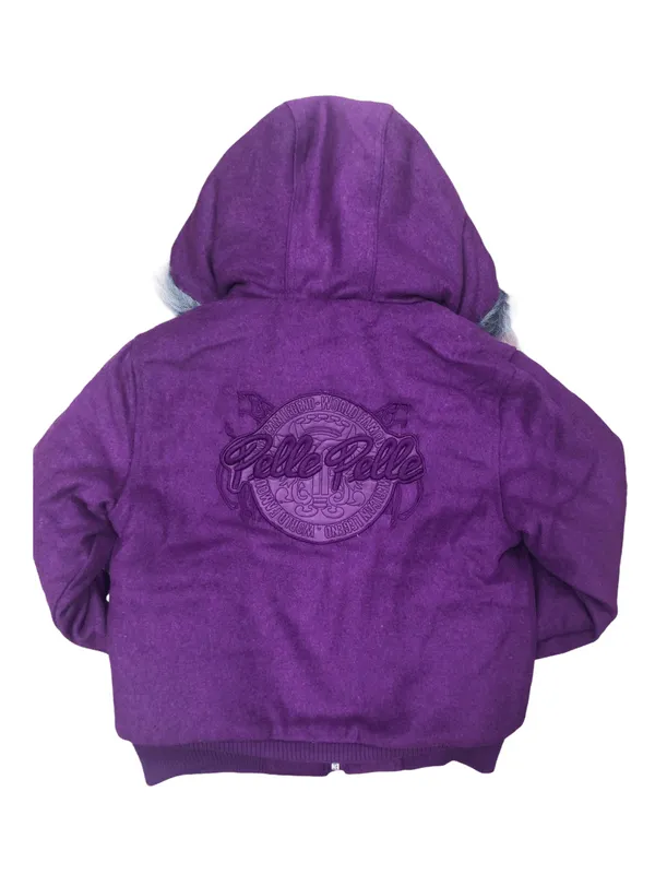 Bold Kids Pelle Pelle Wool Hooded Purple Jacket view 2