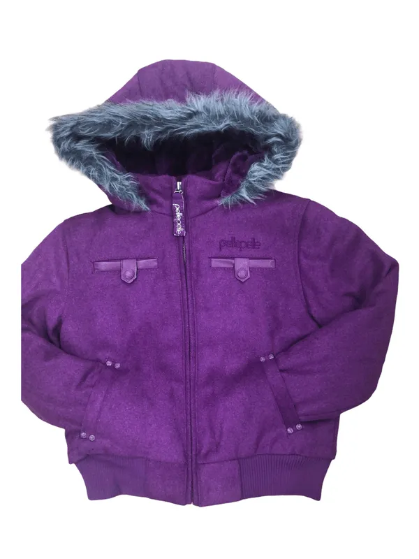 Bold Kids Pelle Pelle Wool Hooded Purple Jacket