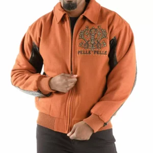 Orange Pelle Pelle Wool Leather Jacket view 2