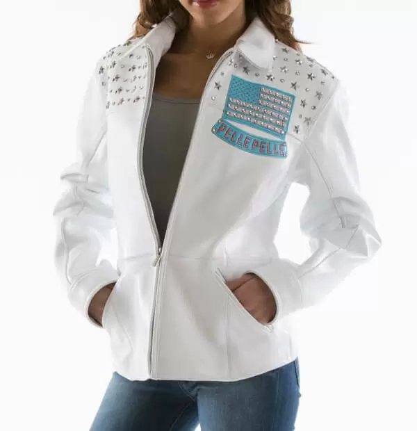 Pelle Pelle All American White Blue Jacket view 2