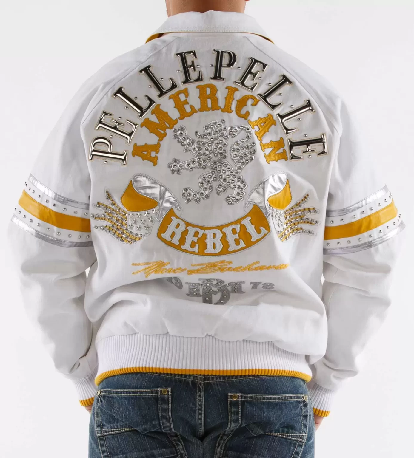 White Yellow Pelle Pelle American Rebel Jacket