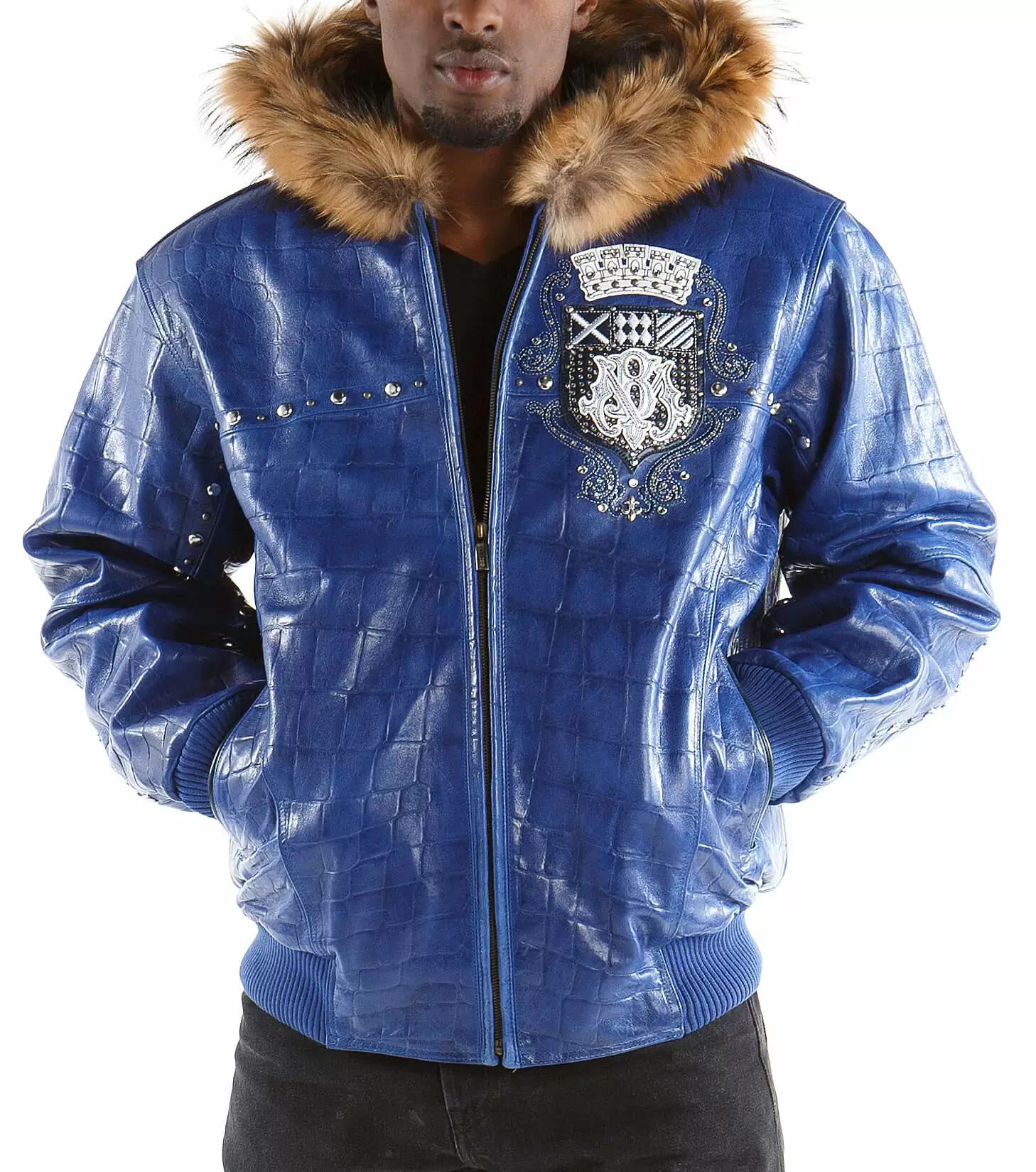 Pelle Pelle Blue Emblem Hooded Jacket view 2