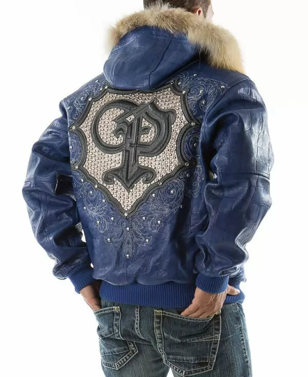 Pelle Pelle Blue PP Crest Fur Hood Jacket