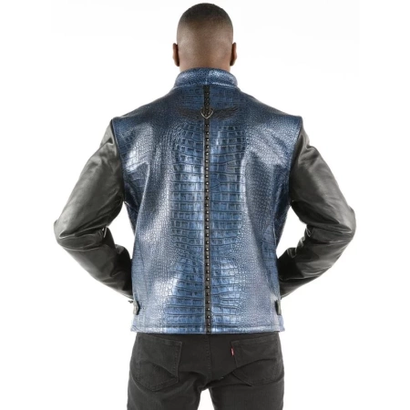 Exclusive Pelle Pelle China Collar Biker Blue Jacket view 2