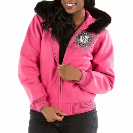 Pelle Pelle Hooded Crest Pink Wool Jacket view 2