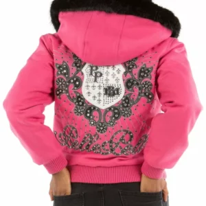 Pelle Pelle Hooded Crest Pink Wool Jacket