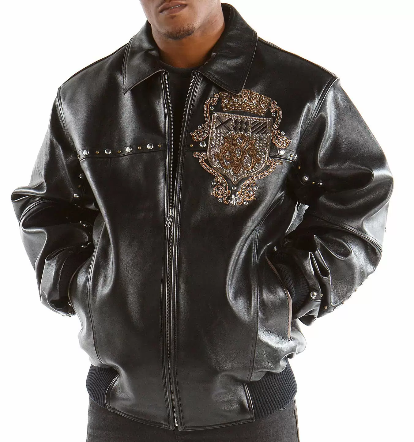 Black Pelle Pelle MB Emblem Studded Jacket view 2