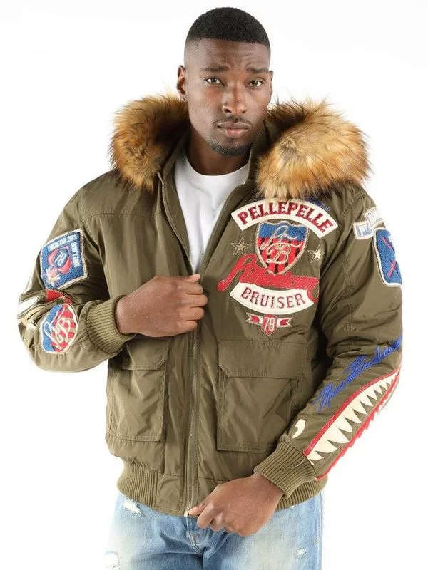 Authentic Pelle Pelle Mens Bruiser Olive Jacket