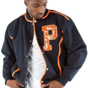 Bold Pelle Pelle Men Letterman Navy Jacket