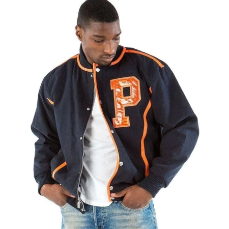 Bold Pelle Pelle Men Letterman Navy Jacket