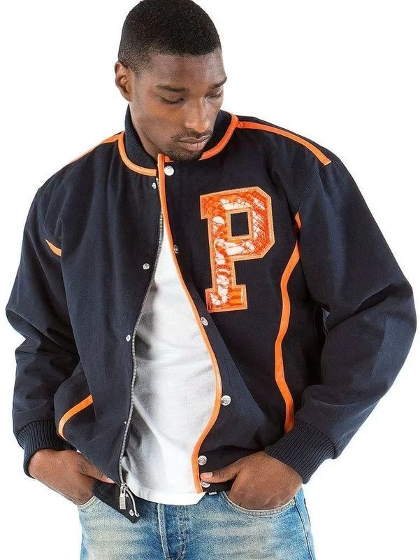 Bold Pelle Pelle Men Letterman Navy Jacket