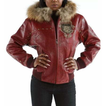 Pelle Pelle Red MB Emblem Studded Jacket view 2