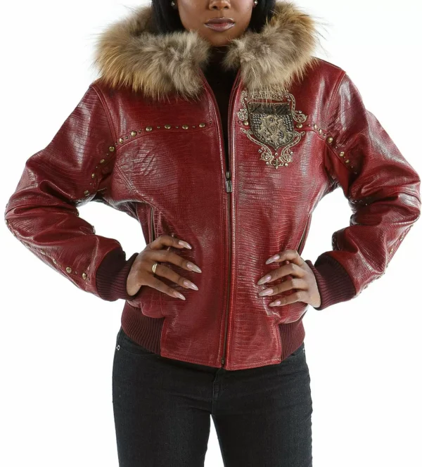 Pelle Pelle Red MB Emblem Studded Jacket view 2