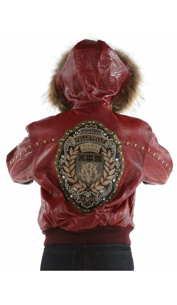 Pelle Pelle Red MB Emblem Studded Jacket