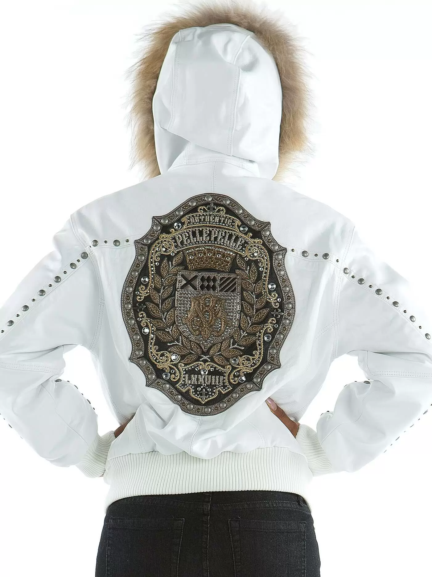 Pelle Pelle MB Emblem Hooded Studded Jacket view 1
