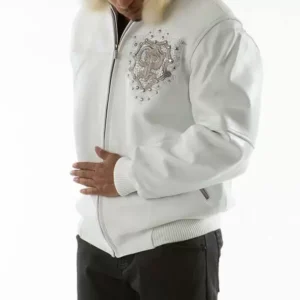 Pelle Pelle White PP Crest Fur Hood Jacket view 2