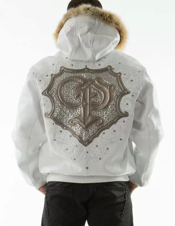 Pelle Pelle White PP Crest Fur Hood Jacket