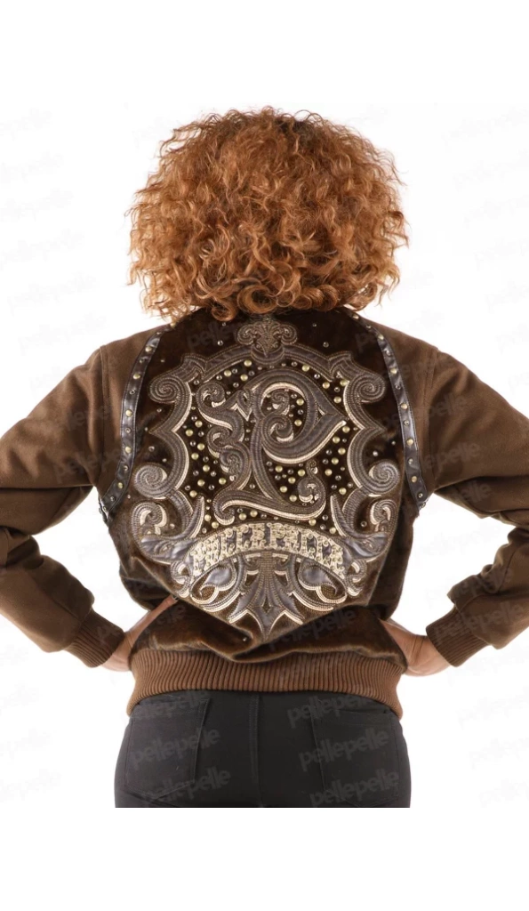 Authentic Pelle Pelle Womens 1978 Fur Brown Wool Jacket