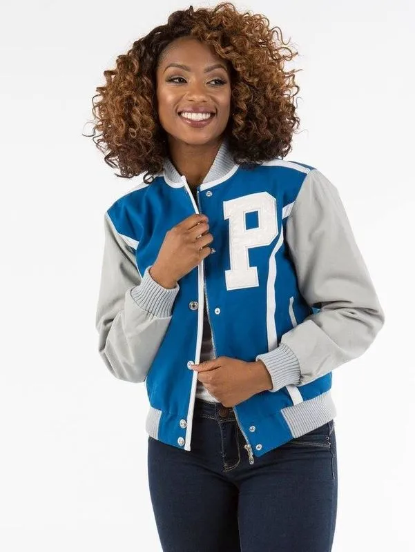 Authentic Pelle Pelle Womens Blue Varsity Jacket view 2