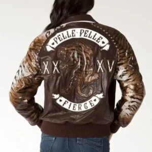 Bold Pelle Pelle Womens Cheetah Sleeves Brown Jacket
