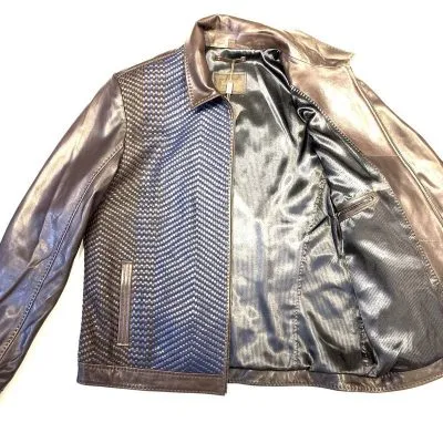 Bold Pelle Pelle Womens Chocolate Blue Bomber Jacket view 2