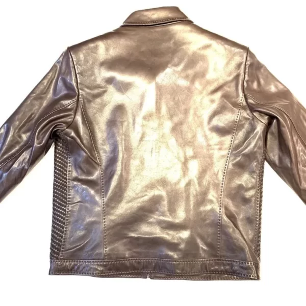 Bold Pelle Pelle Womens Chocolate Blue Bomber Jacket view 3