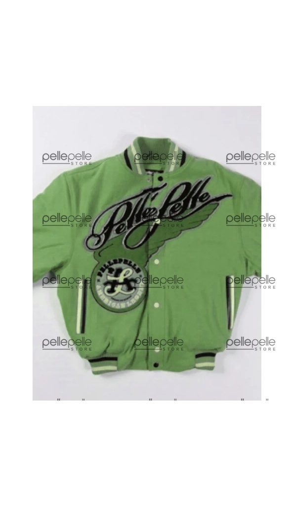 Cheer Pelle Pelle Green Varsity Wool Jacket