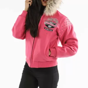 Pink Pelle Pelle Fur Eagle Wool Jacket view 2