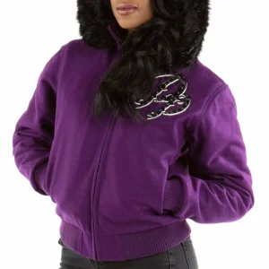 Purple Pelle Pelle Flying Heart Wool Jacket view 2