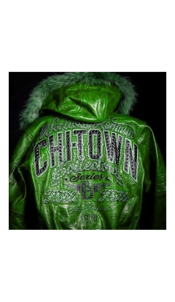 Fur Hood Pelle Pelle Green Chi-Town Jacket