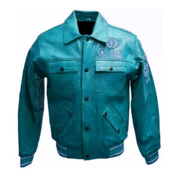 Pelle Pelle Star 1978 Cyan Leather Jacket