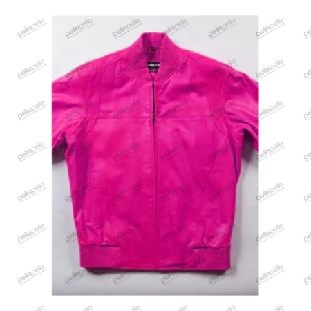 Pink Pelle Pelle Bomber Leather Jacket