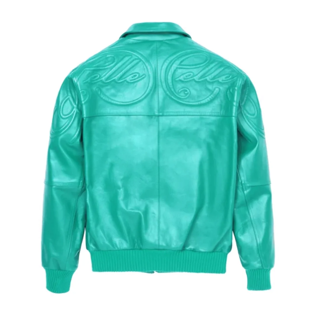 Pelle Pelle Puff Plush Cyan Leather Jacket view 2