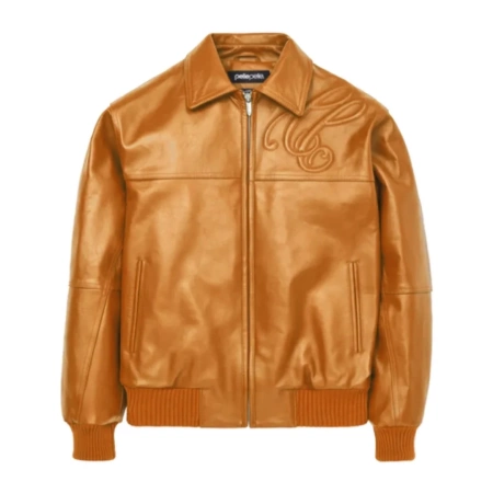 Brown Pelle Pelle Puff Plush Leather Jacket