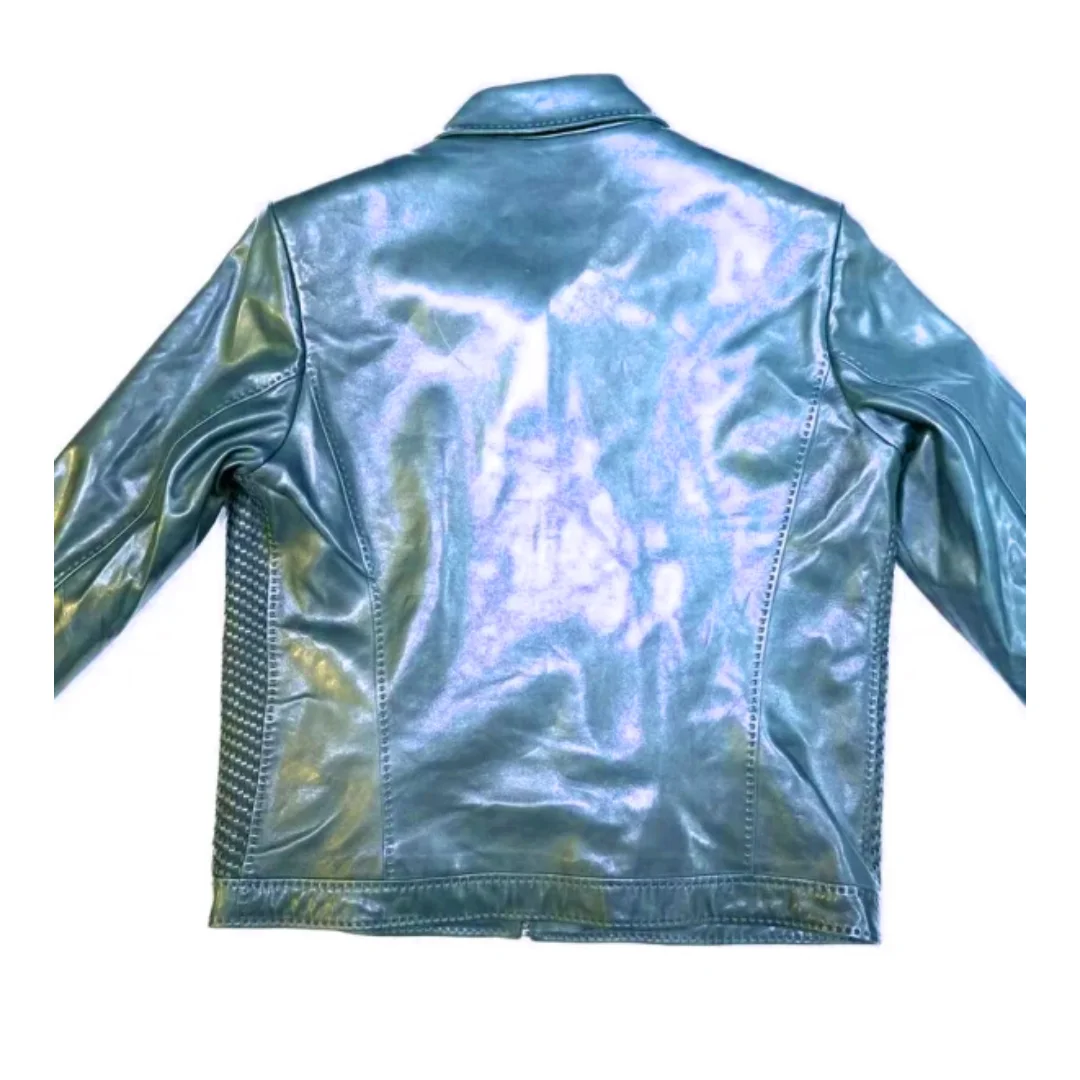 Pelle Pelle Blue Weaved Bomber Jacket view 2