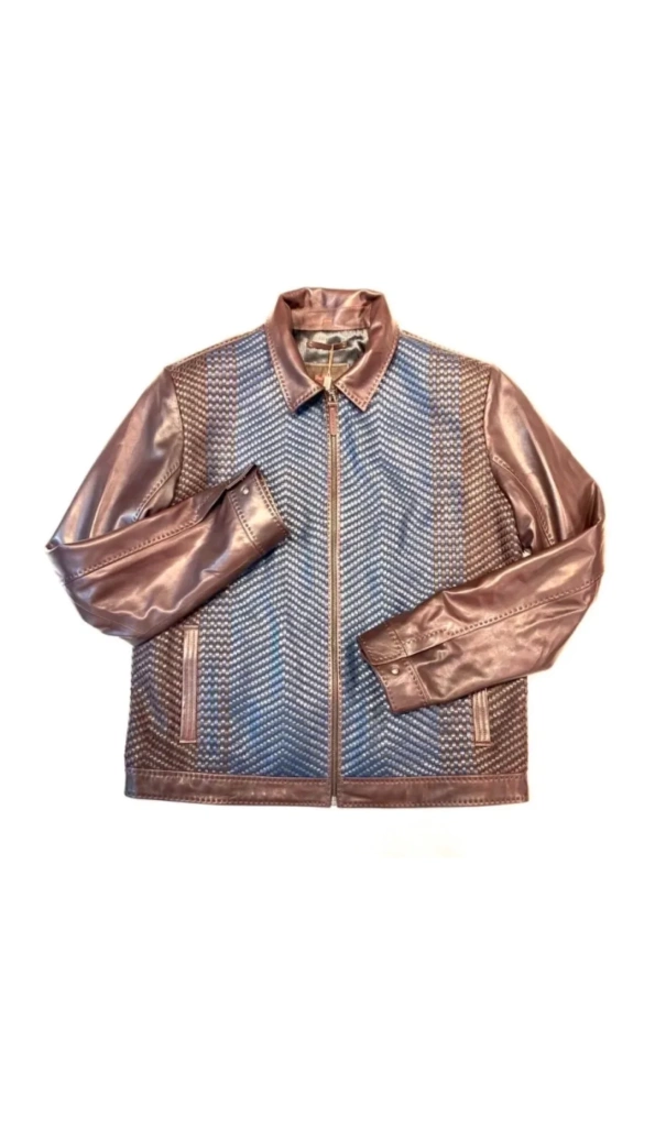 Pelle Pelle Brown Weaved Bomber Jacket