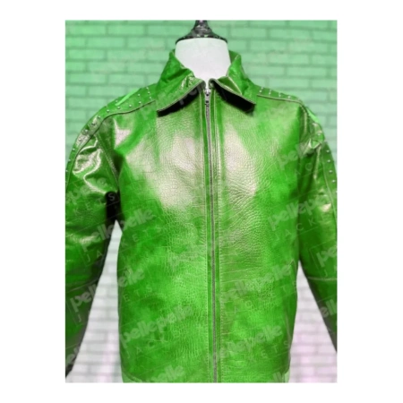 Green Pelle Pelle Alligator Texture Jacket