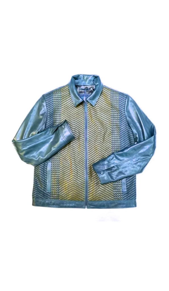 Pelle Pelle Blue Weaved Bomber Jacket