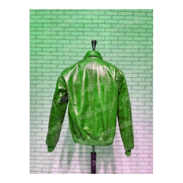 Green Pelle Pelle Alligator Texture Jacket