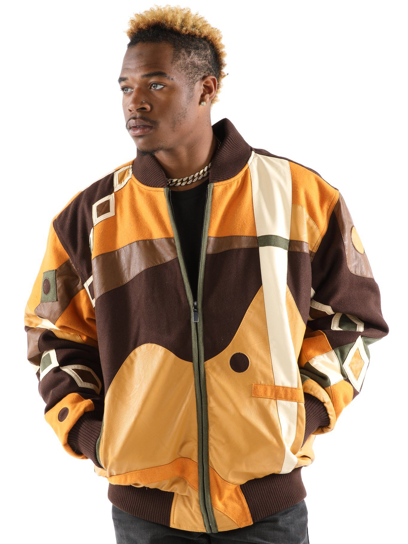 Pelle Pelle Yellow Abstract Bomber Jacket