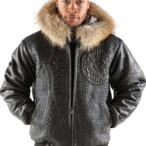 Pelle Pelle Black Encrusted Hooded Jacket