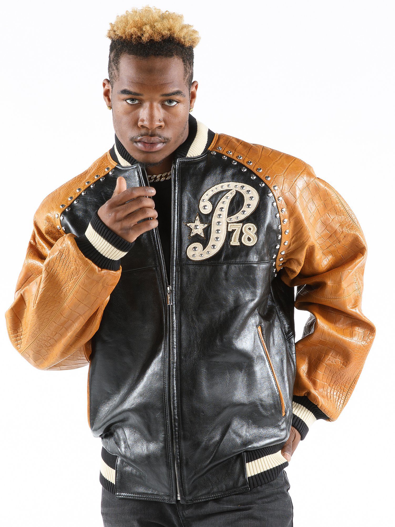 Brown Pelle Pelle Leather Varsity Jacket